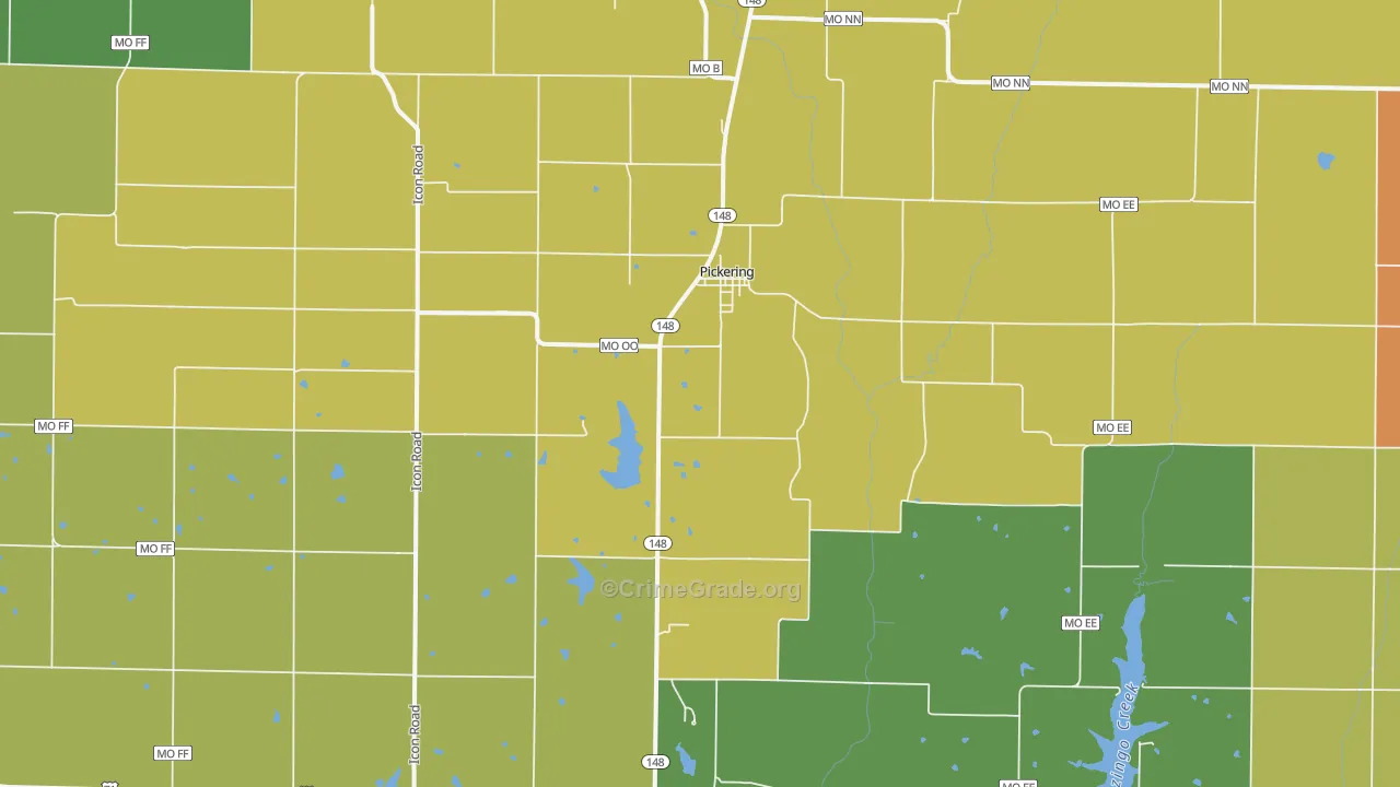 Pickering, MO Map of Assault Rates