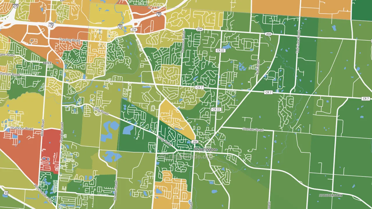 Pickerington, OH Map of Assault Rates