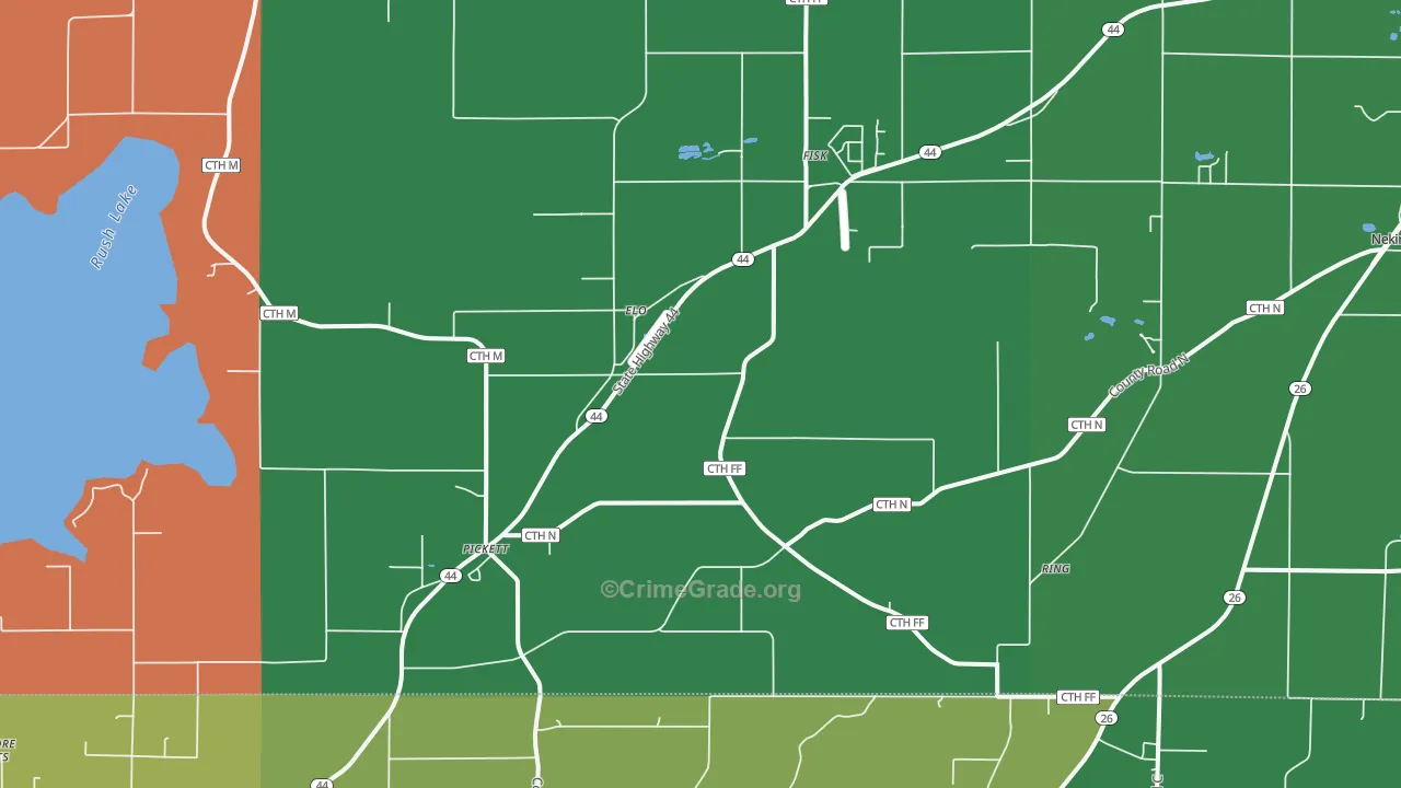 Pickett, WI Map of Assault Rates