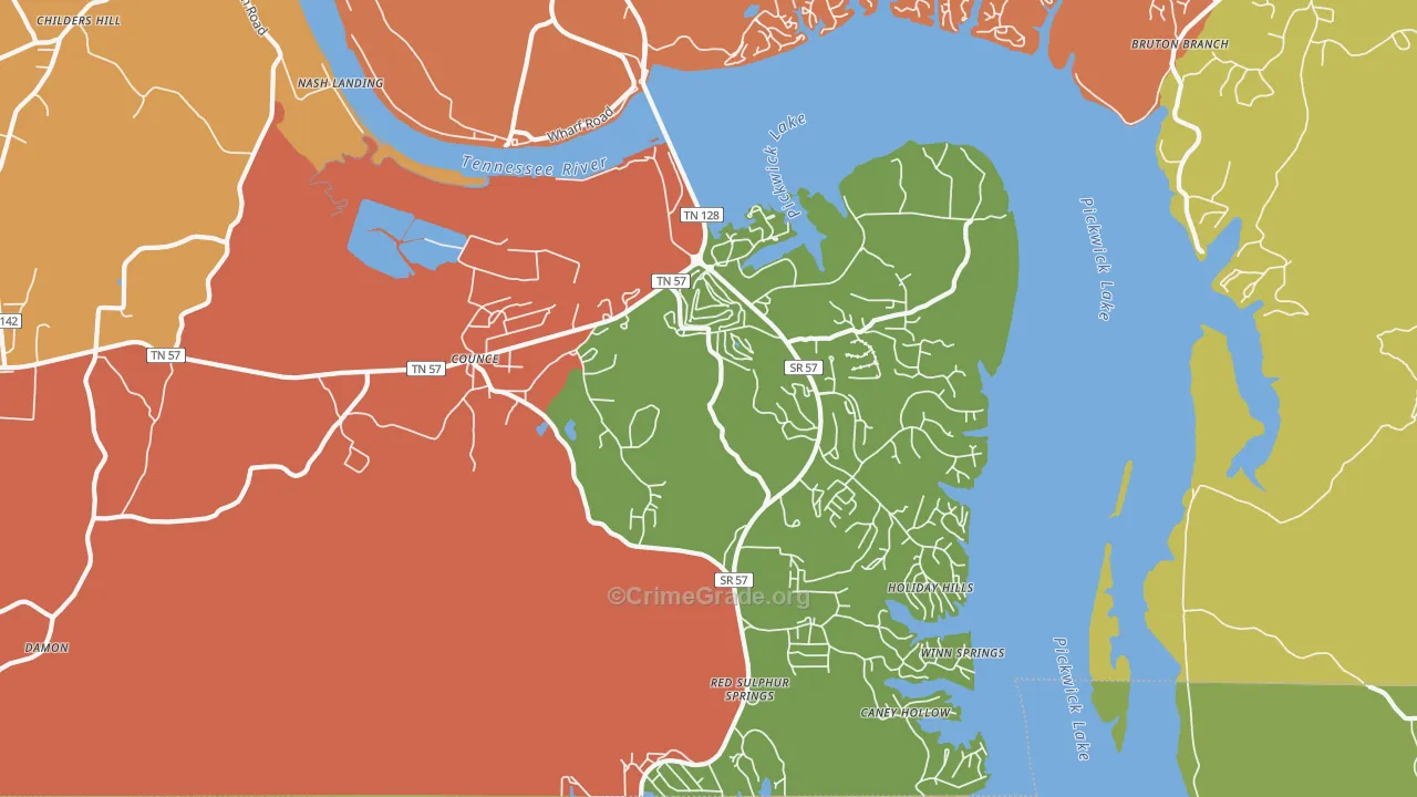 Pickwick Dam, TN Map of Assault Rates