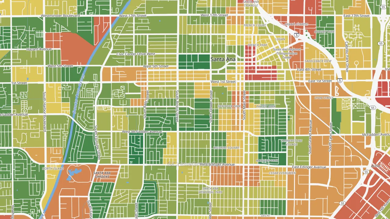 Pico-Lowell, Santa Ana, CA Map of Assault Rates