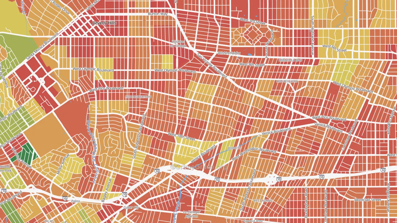 Pico-Robertson, Los Angeles, CA Map of Assault Rates