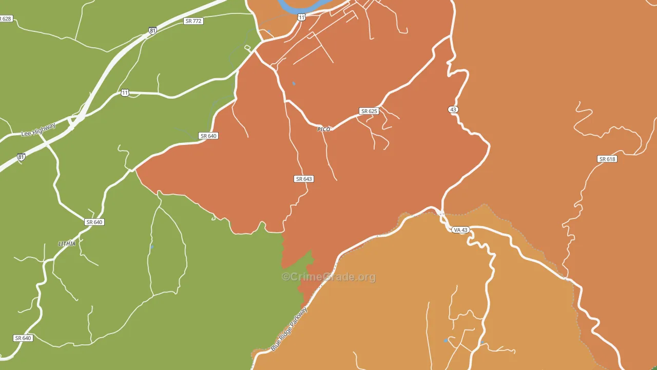 Pico, VA Map of Assault Rates