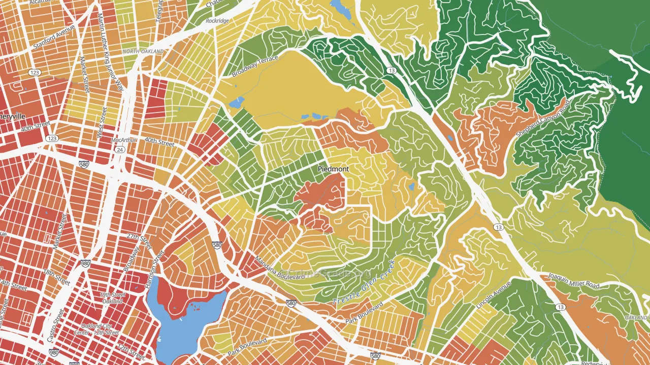 Piedmont, CA Map of Assault Rates