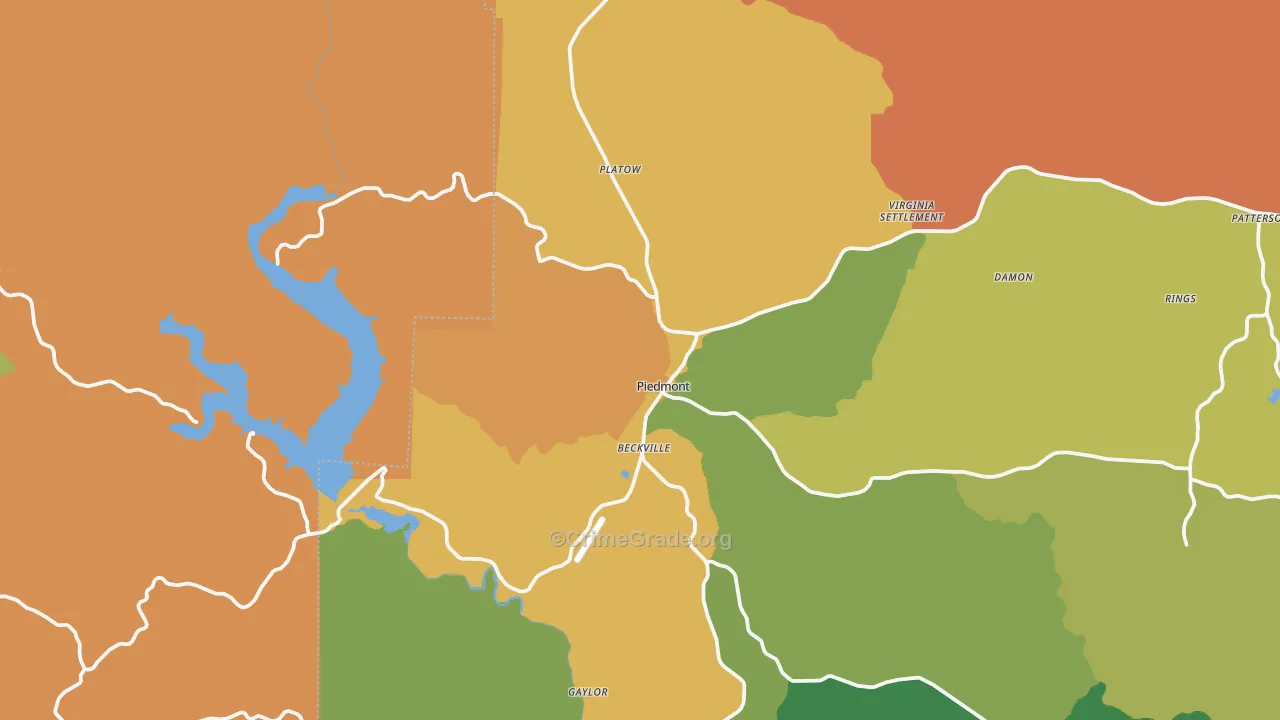 Piedmont, MO Map of Assault Rates