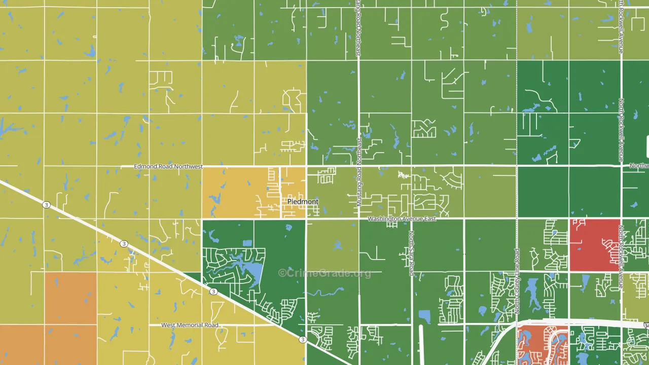 Piedmont, OK Map of Assault Rates