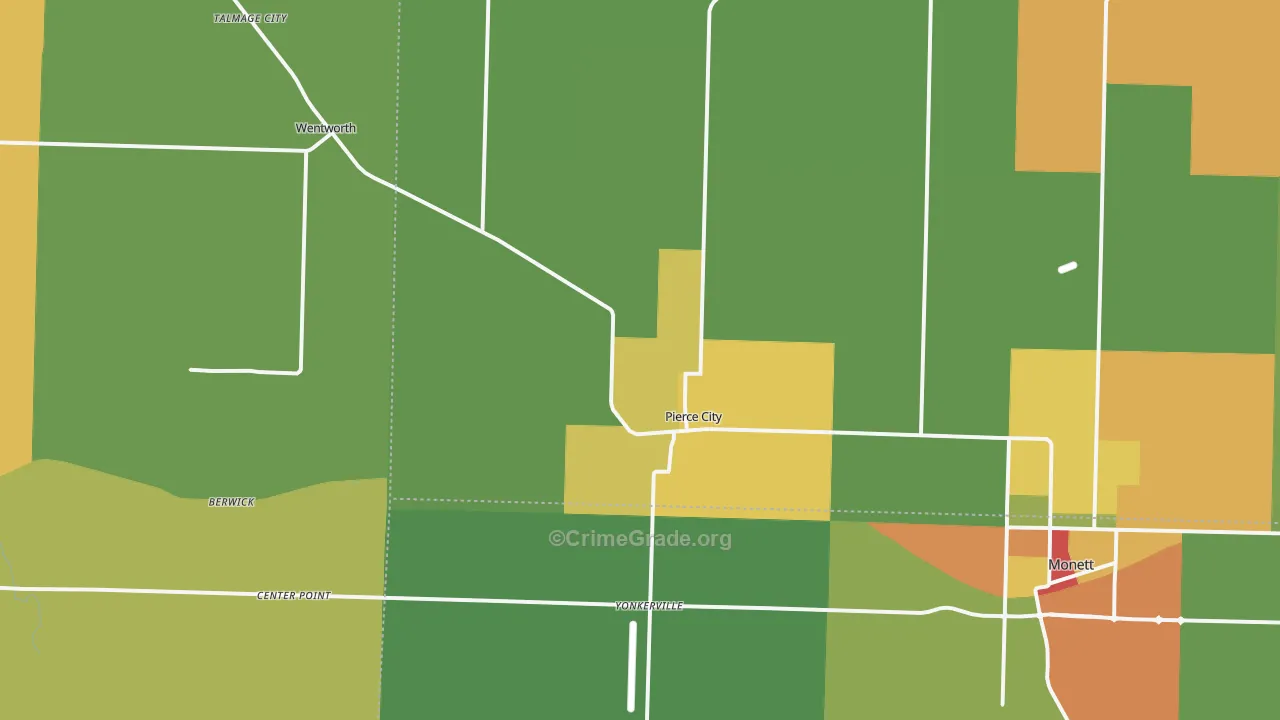Pierce City, MO Map of Assault Rates