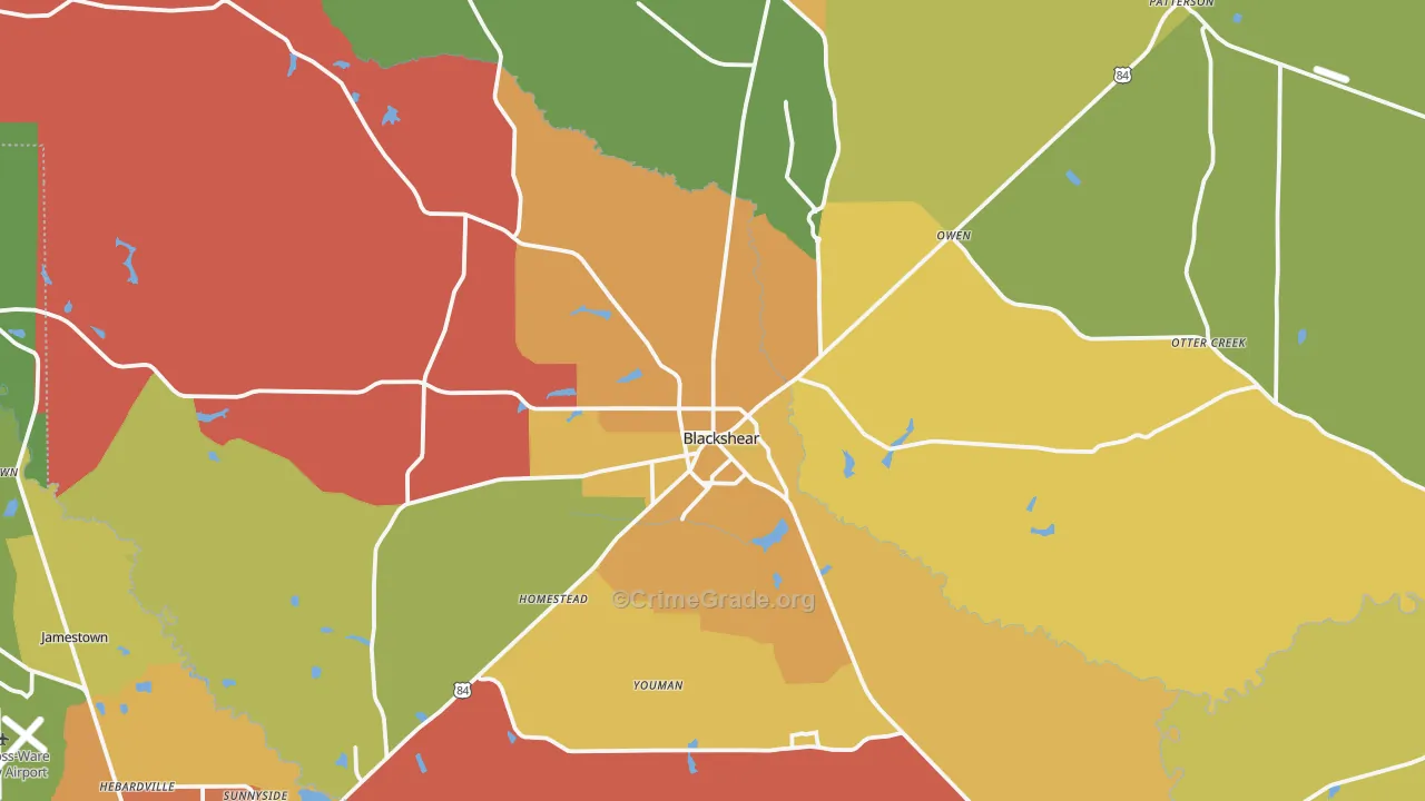 Pierce County, GA Map of Assault Rates