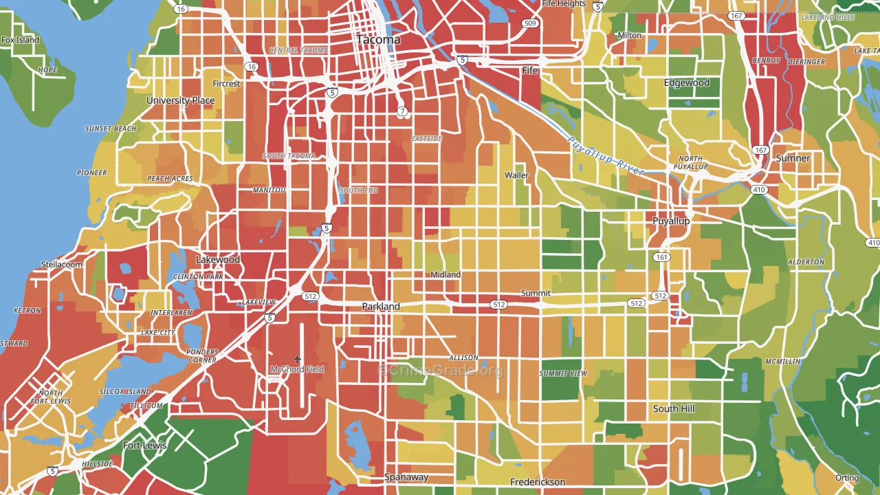 Pierce County, WA Map of Assault Rates