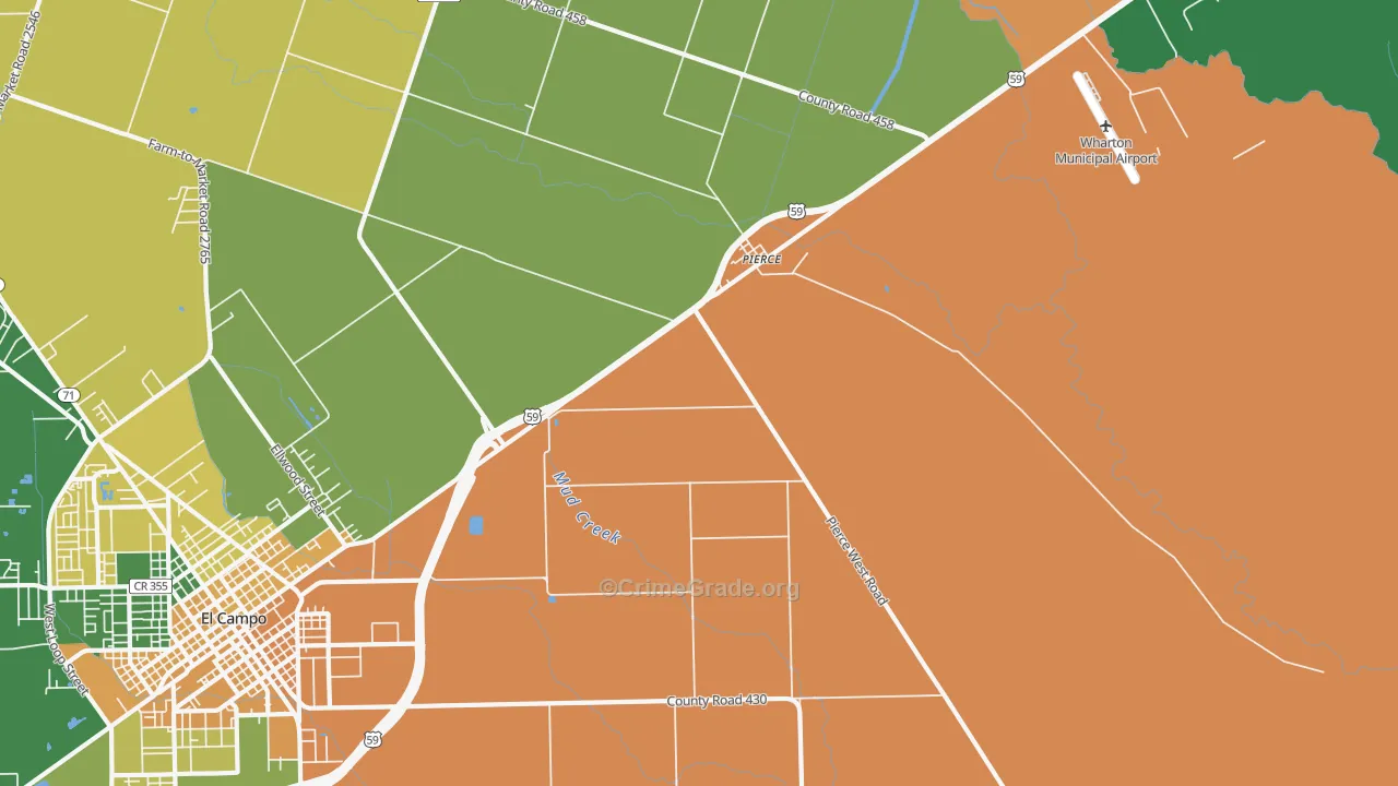 Pierce, TX Map of Assault Rates