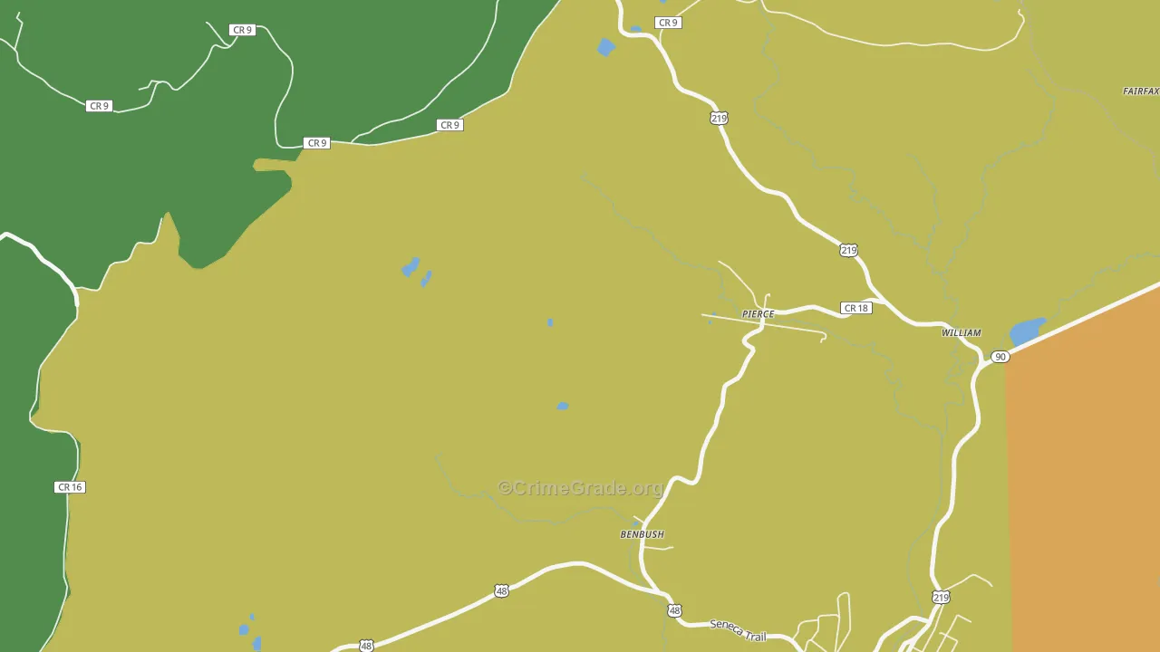 Pierce, WV Map of Assault Rates