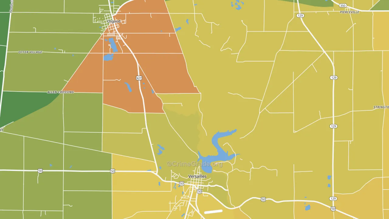 Pierceville, IN Map of Assault Rates