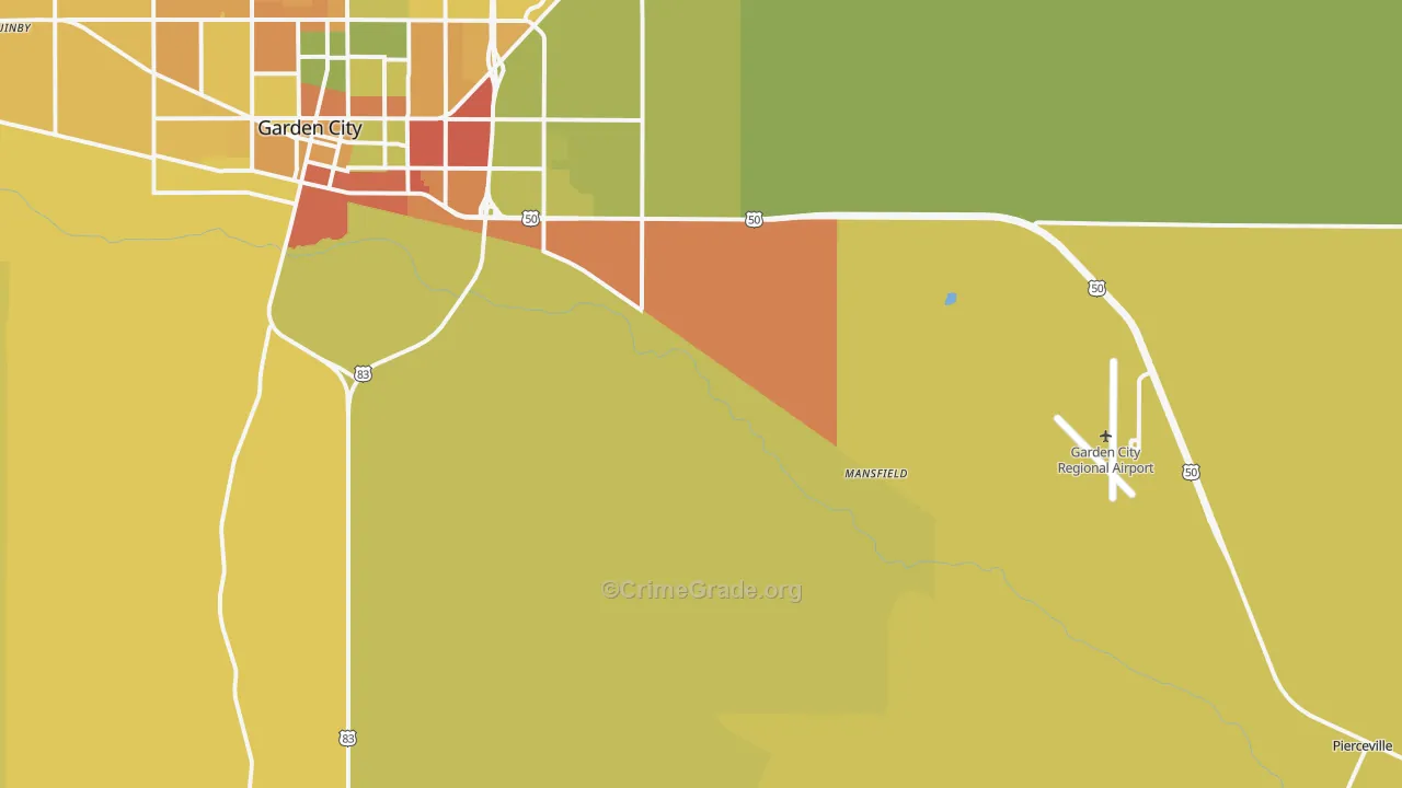 Pierceville, KS Map of Assault Rates