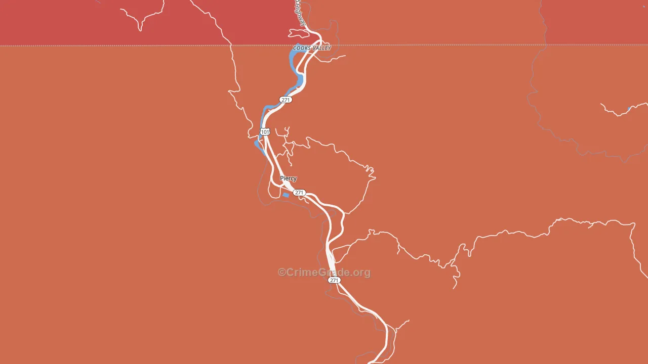 Piercy, CA Map of Assault Rates