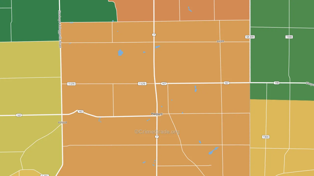 Pierpont, OH Map of Assault Rates