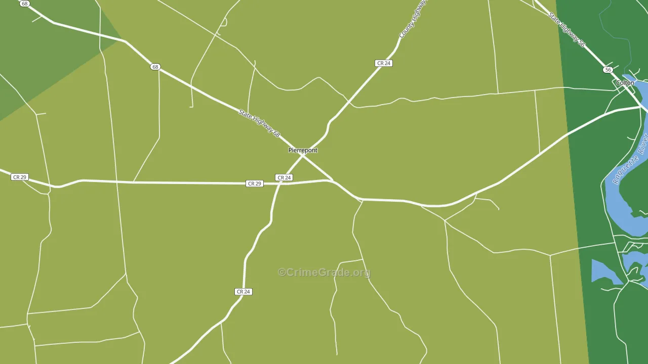 Pierrepont, NY Map of Assault Rates