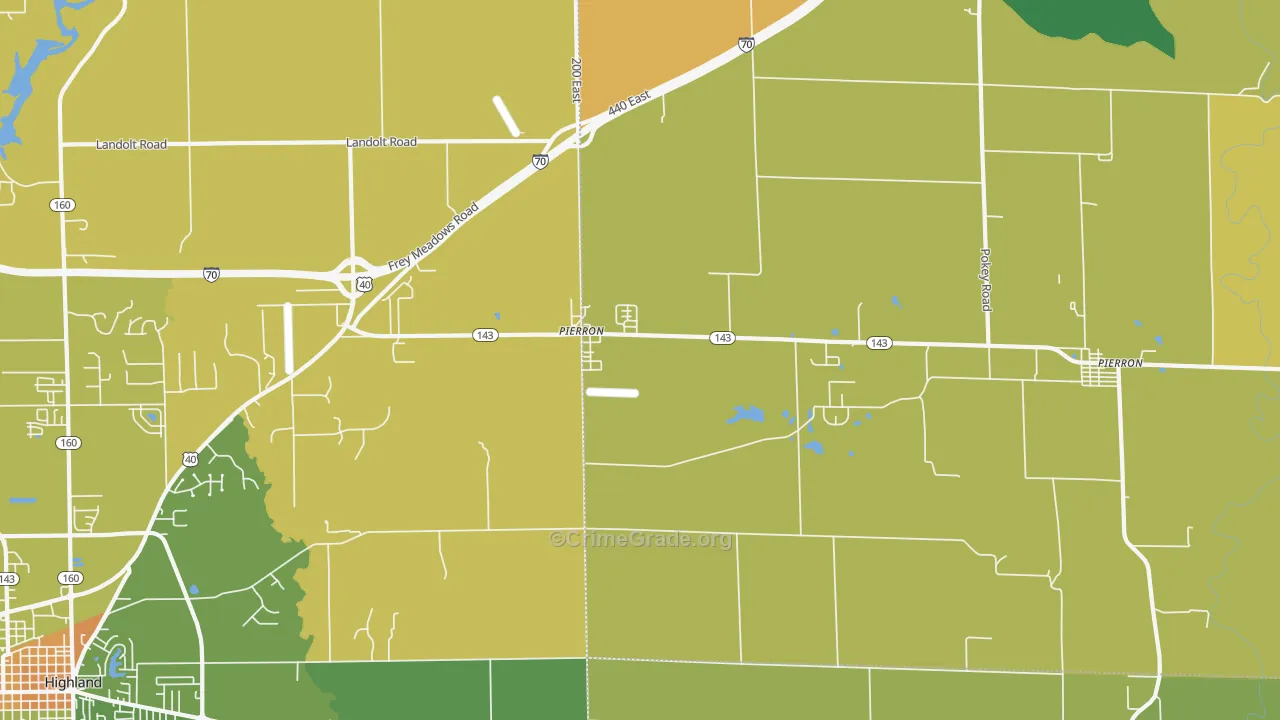 Pierron, IL Map of Assault Rates