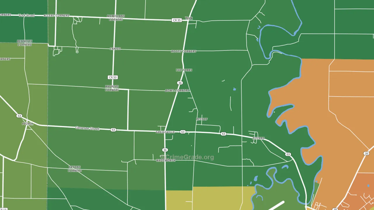 Piffard, NY Map of Assault Rates