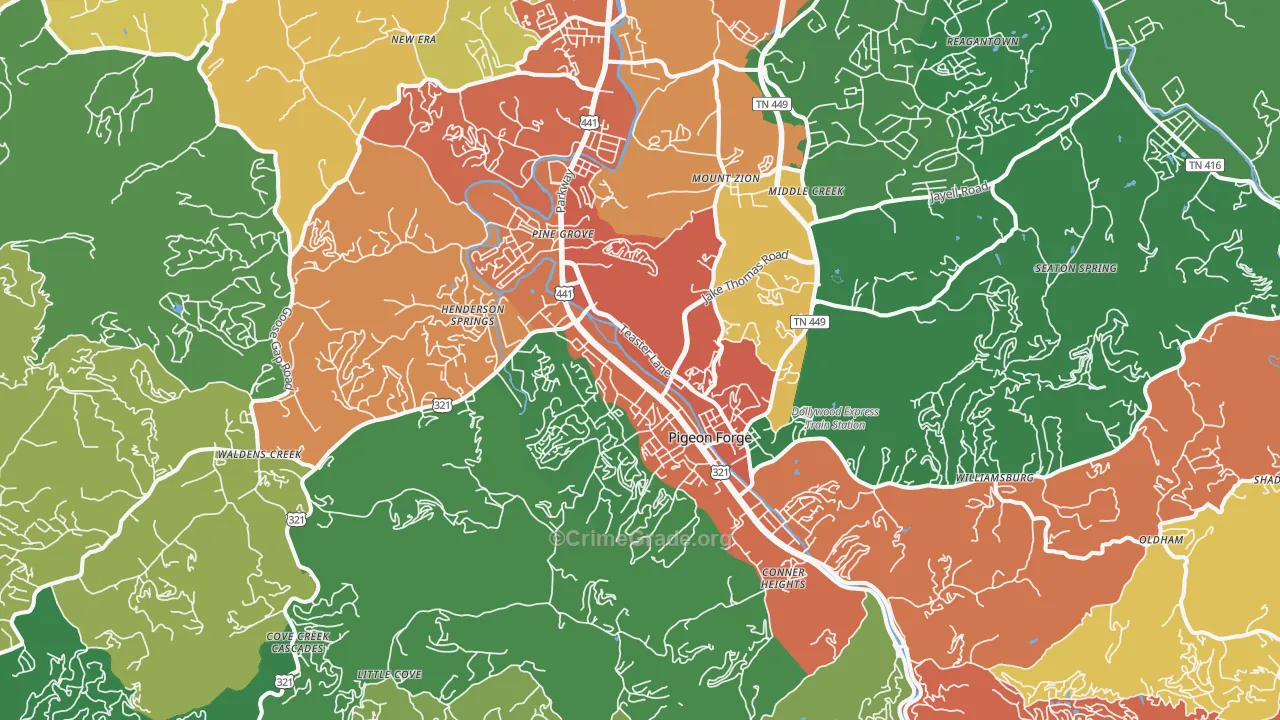Pigeon Forge, TN Map of Assault Rates