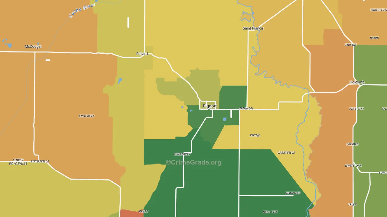 Piggott, AR Map of Assault Rates
