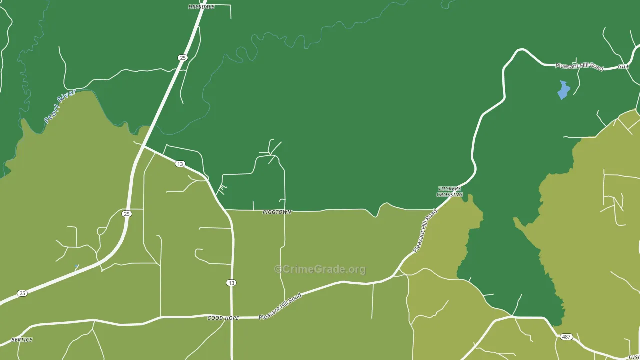 Piggtown, MS Map of Assault Rates