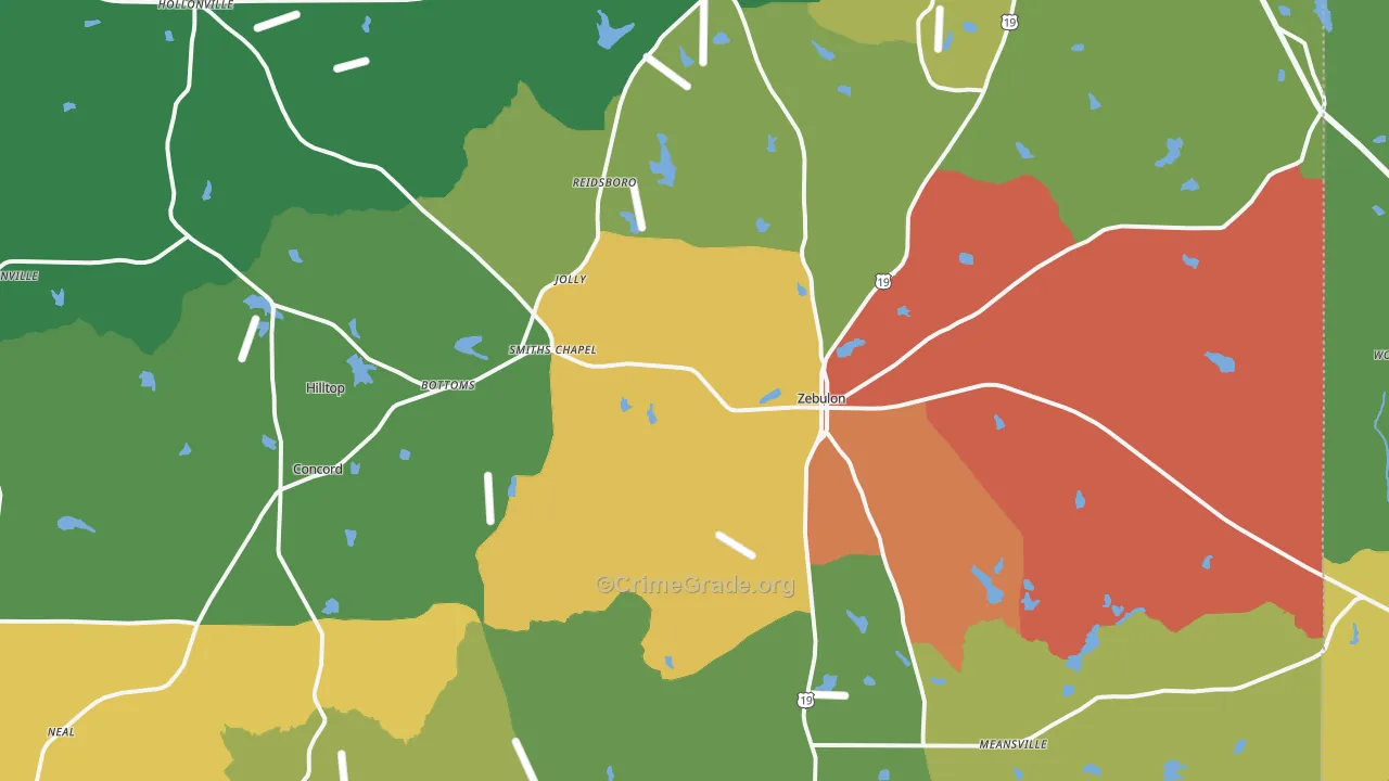 Pike County, GA Map of Assault Rates