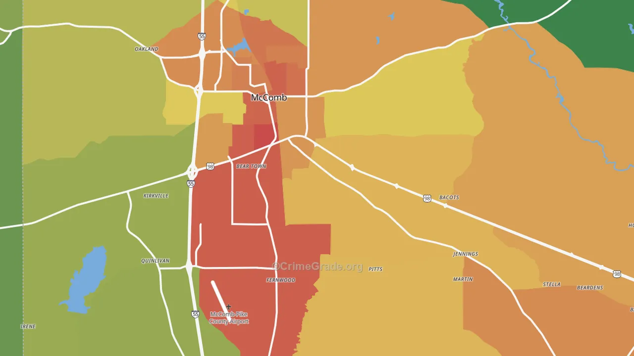 Pike County, MS Map of Assault Rates