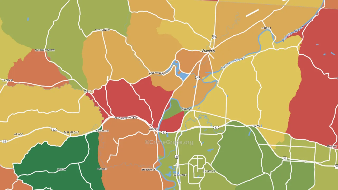 Pike County, OH Map of Assault Rates