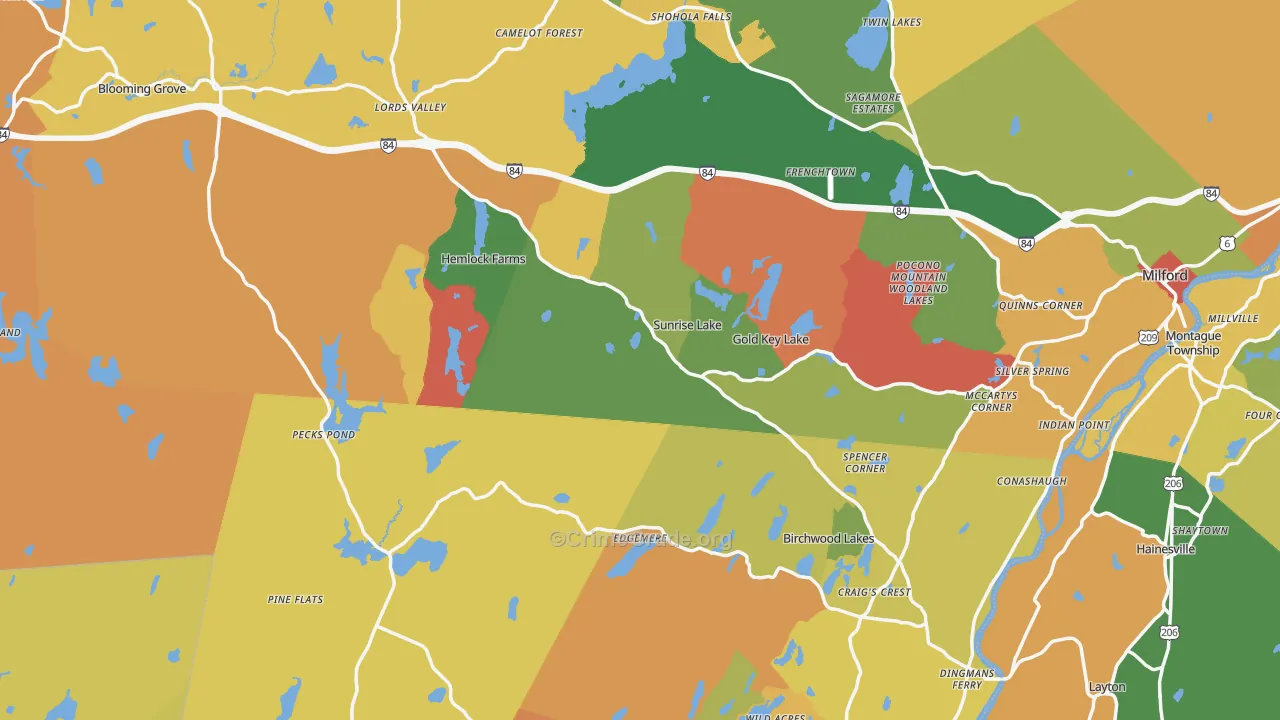 Pike County, PA Map of Assault Rates