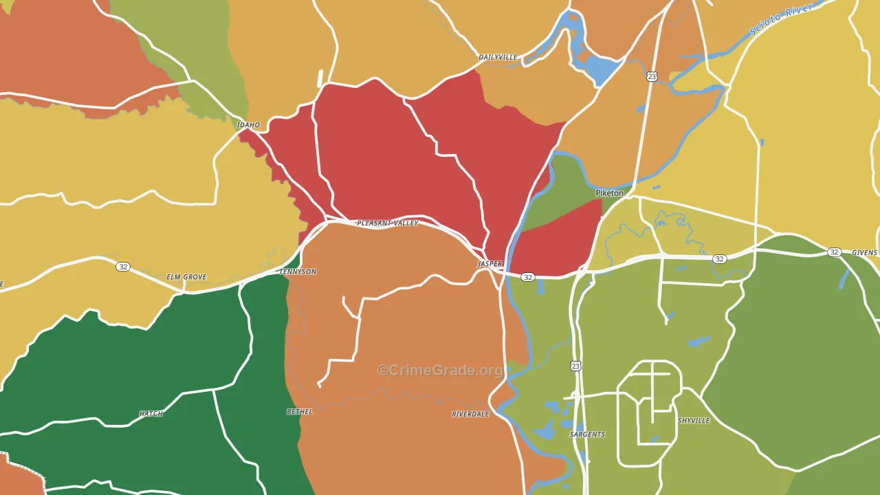 Piketon, OH Map of Assault Rates