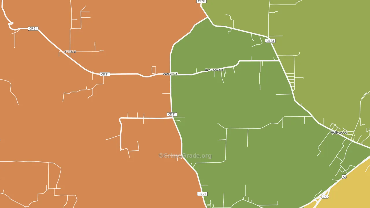 Pikeville, AL Map of Assault Rates