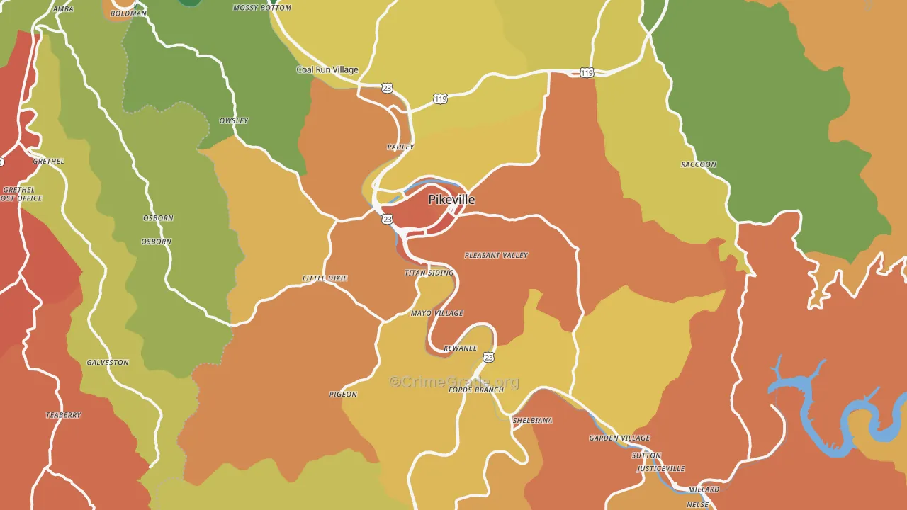 Pikeville, KY Map of Assault Rates