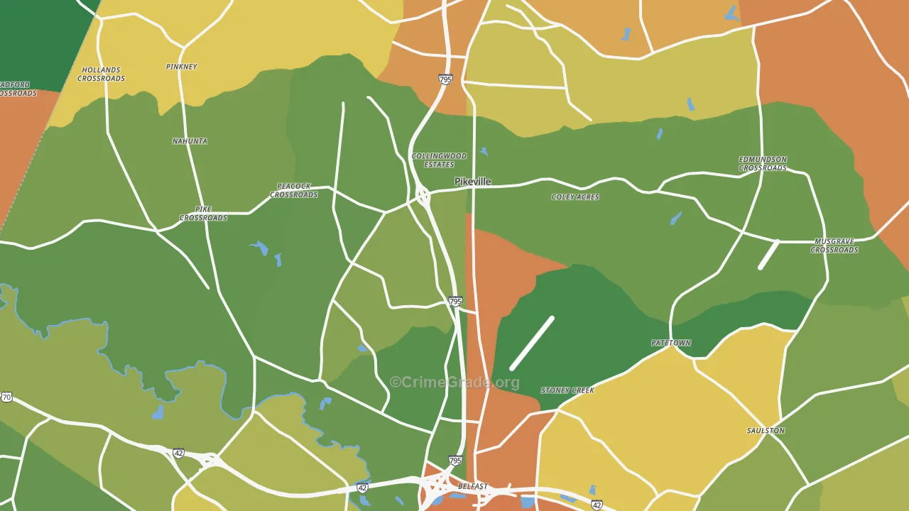 Pikeville, NC Map of Assault Rates