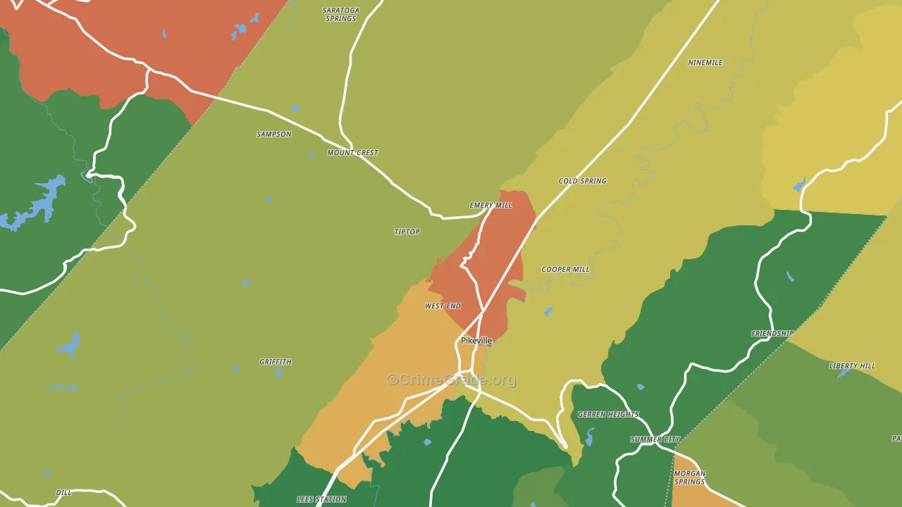 Pikeville, TN Map of Assault Rates