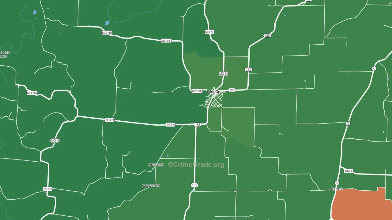 Pilot Grove, MO Map of Assault Rates
