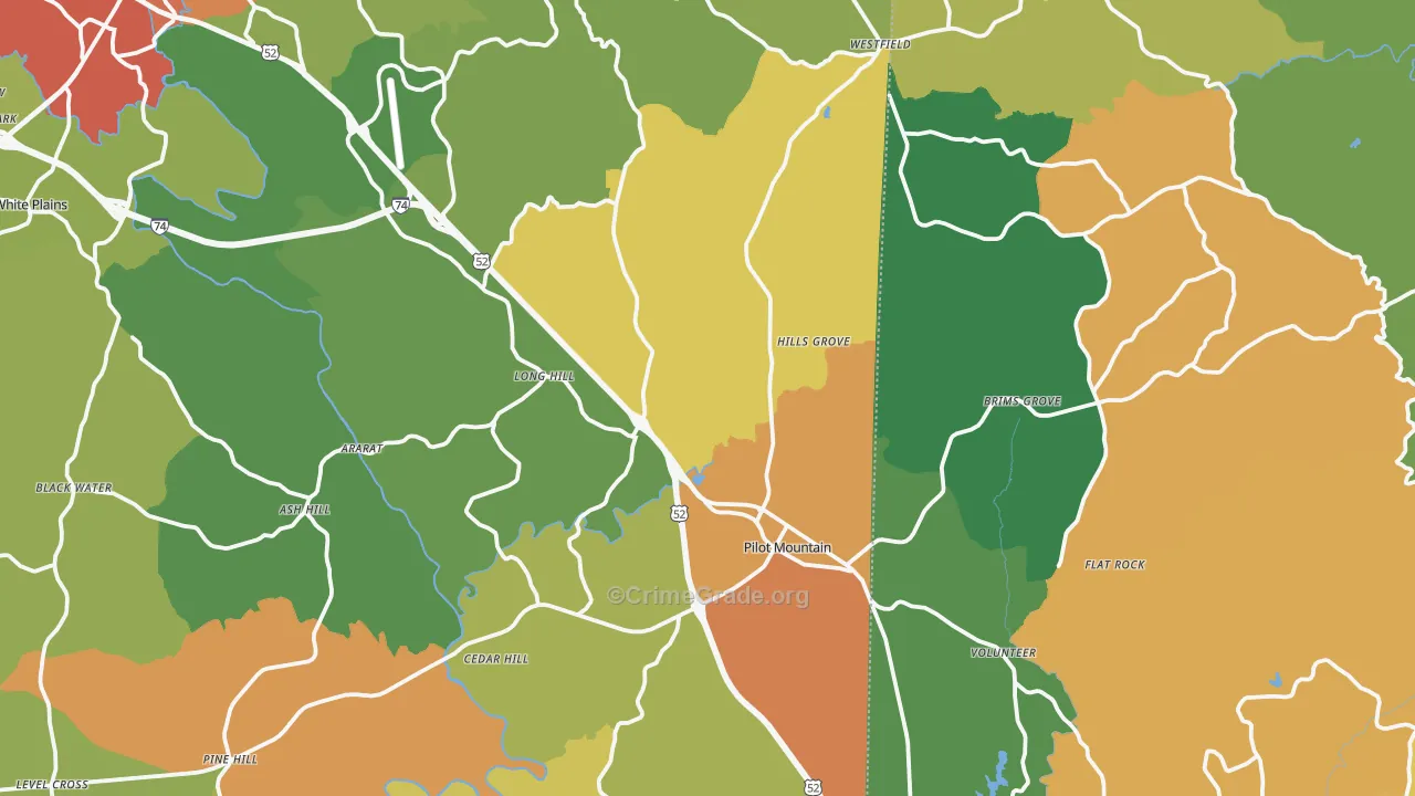 Pilot Mountain, NC Map of Assault Rates