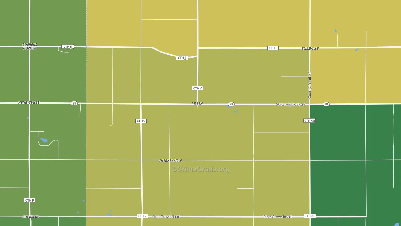 Pilsen, WI Map of Assault Rates