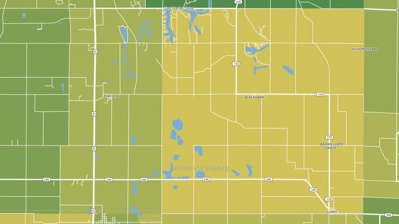 Pimento, IN Map of Assault Rates