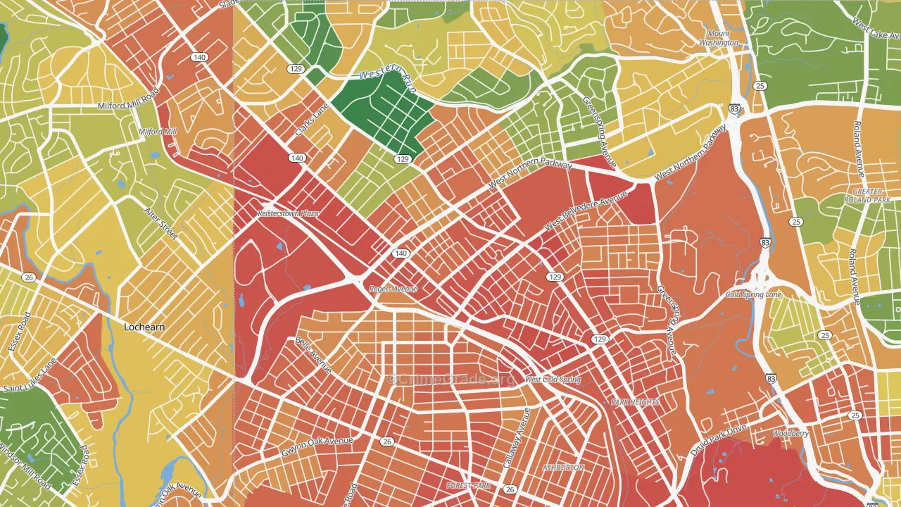 Pimlico, Baltimore, MD Map of Assault Rates