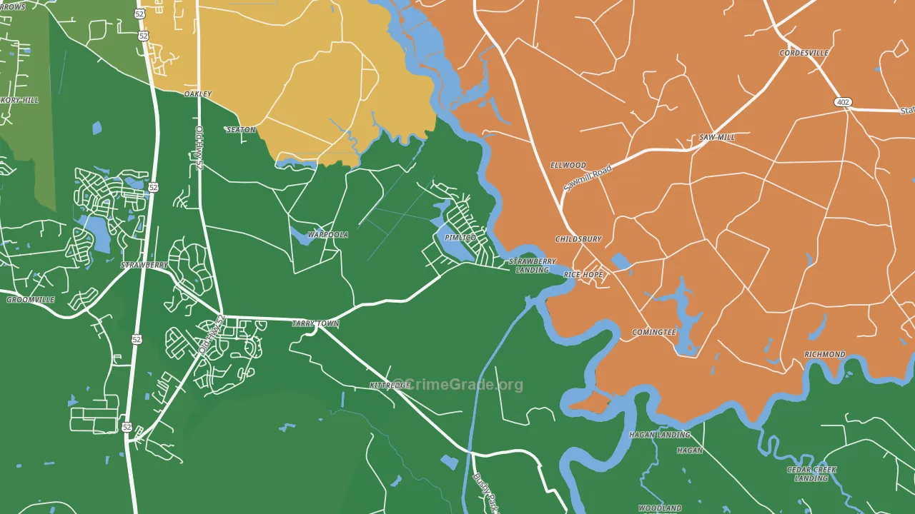 Pimlico, SC Map of Assault Rates