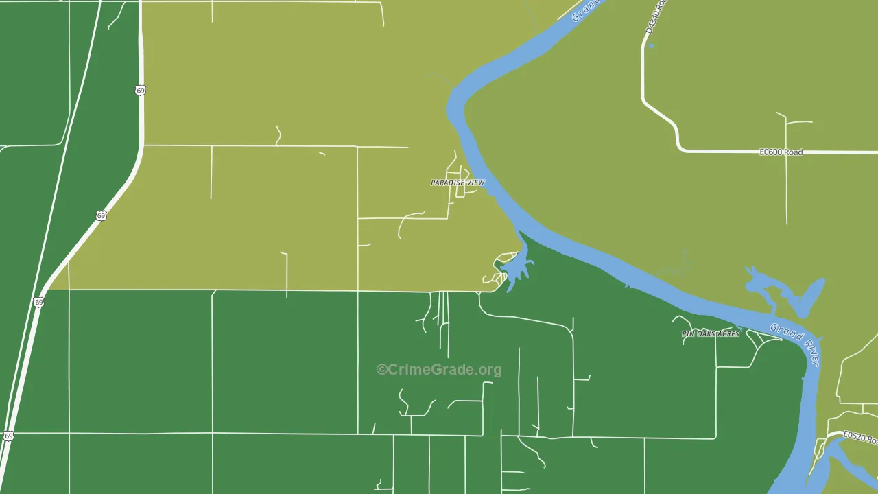 Pin Oak Acres, OK Map of Assault Rates