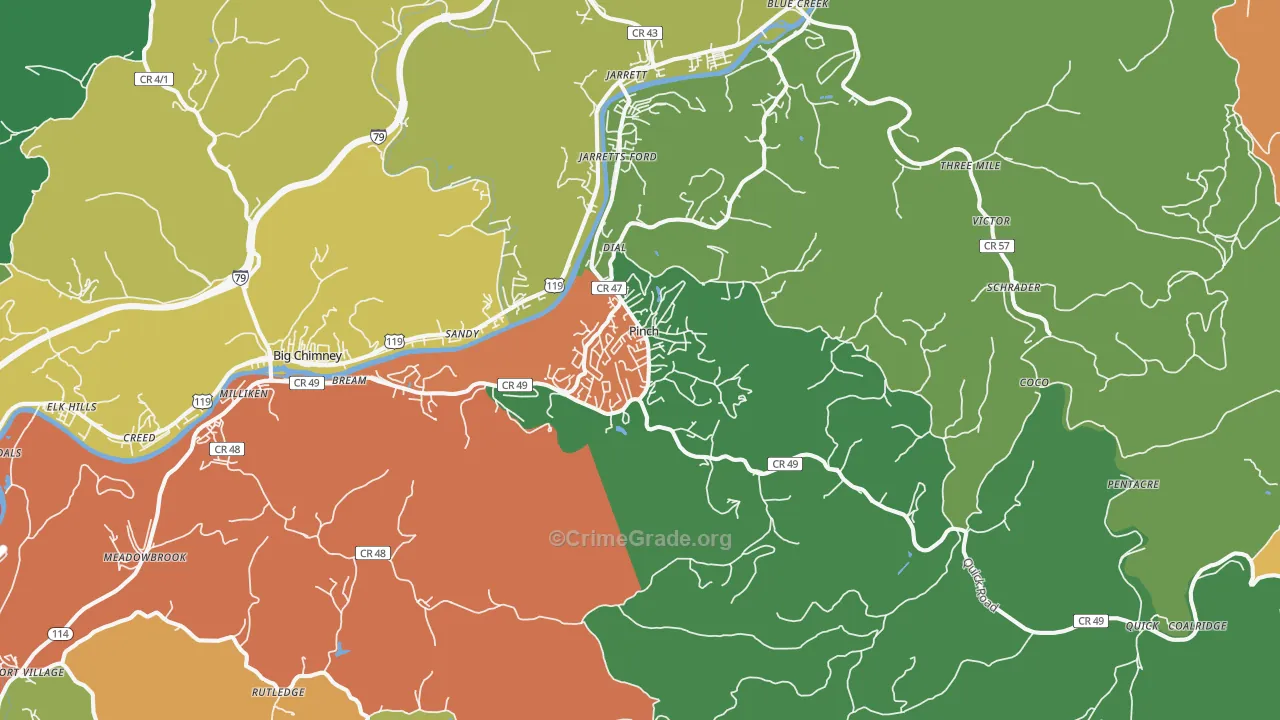 Pinch, WV Map of Assault Rates