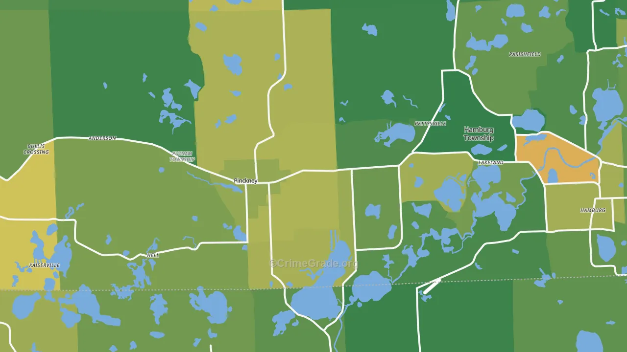 Pinckney, MI Map of Assault Rates