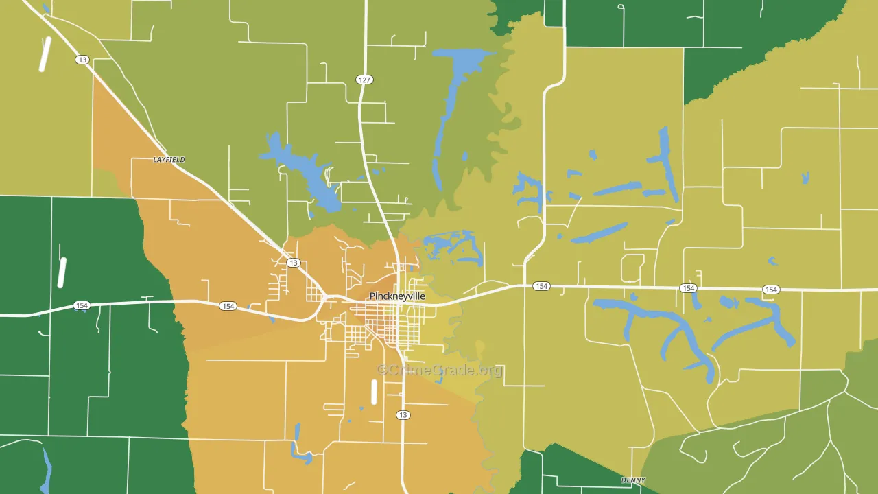 Pinckneyville, IL Map of Assault Rates