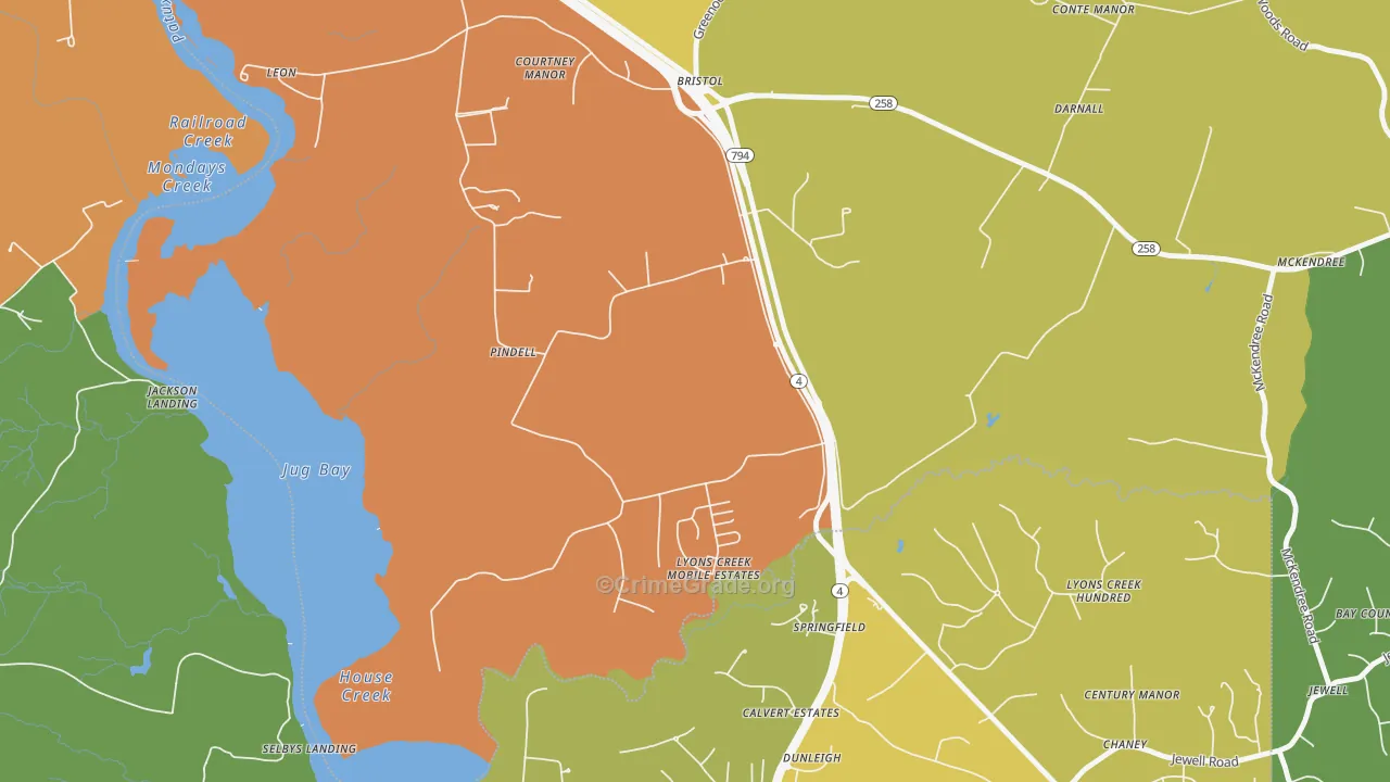 Pindell, MD Map of Assault Rates