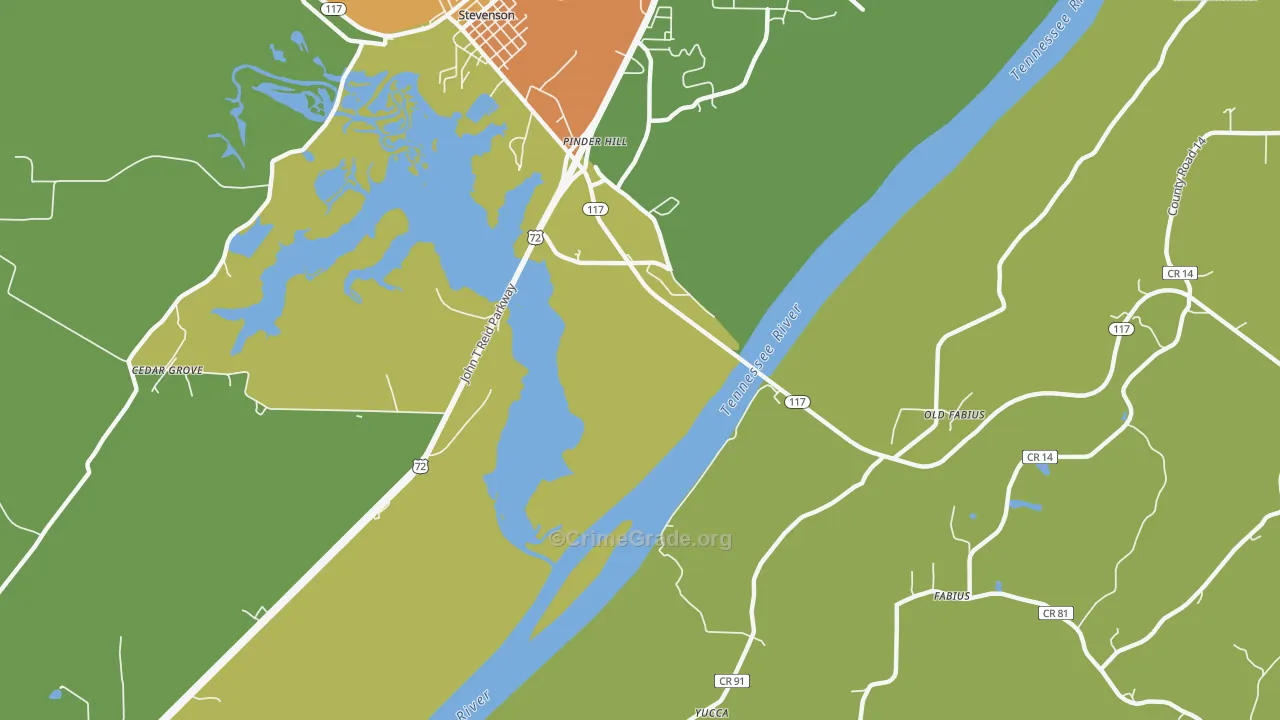 Pinder Hill, AL Map of Assault Rates