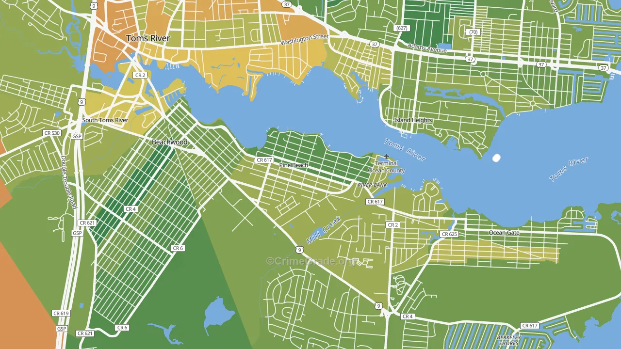 Pine Beach, NJ Map of Assault Rates