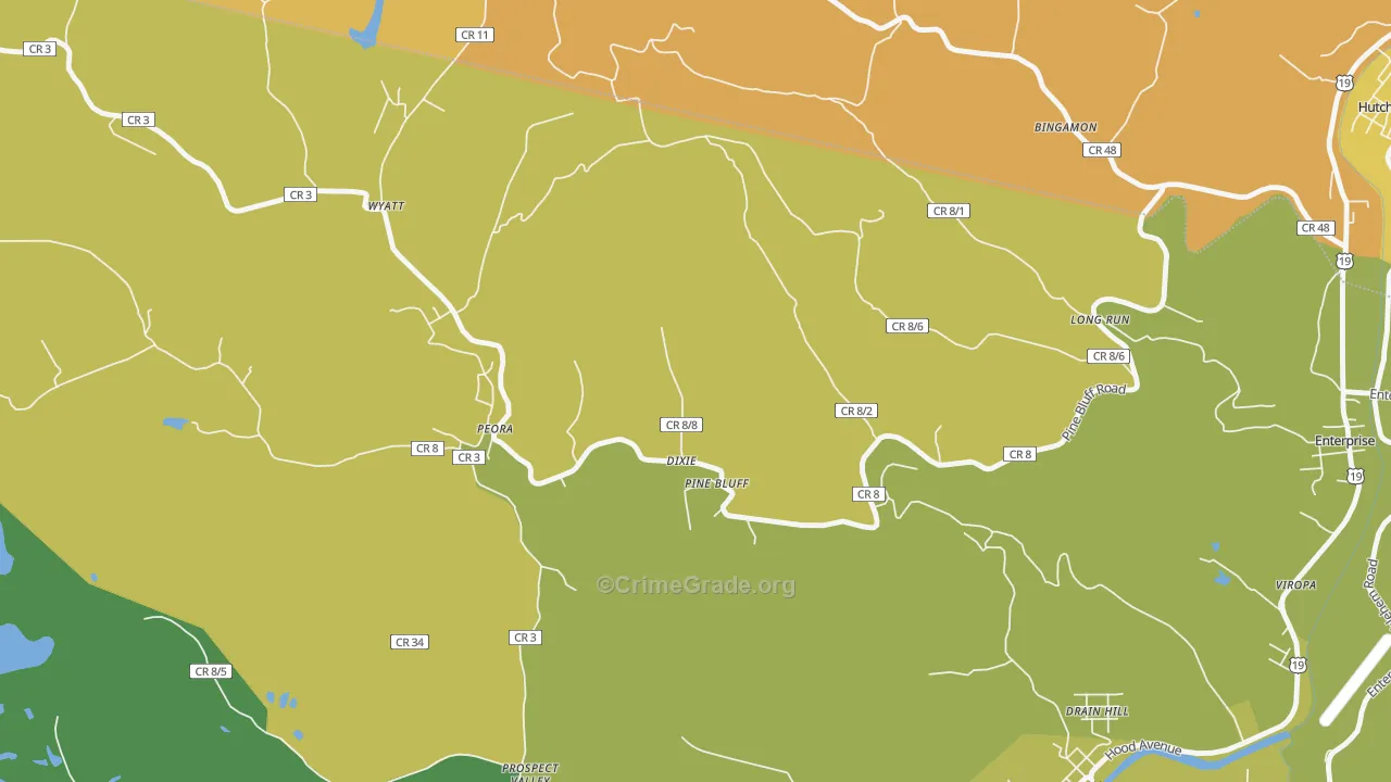 Pine Bluff, WV Map of Assault Rates