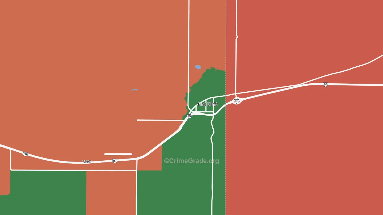 Pine Bluffs, WY Map of Assault Rates
