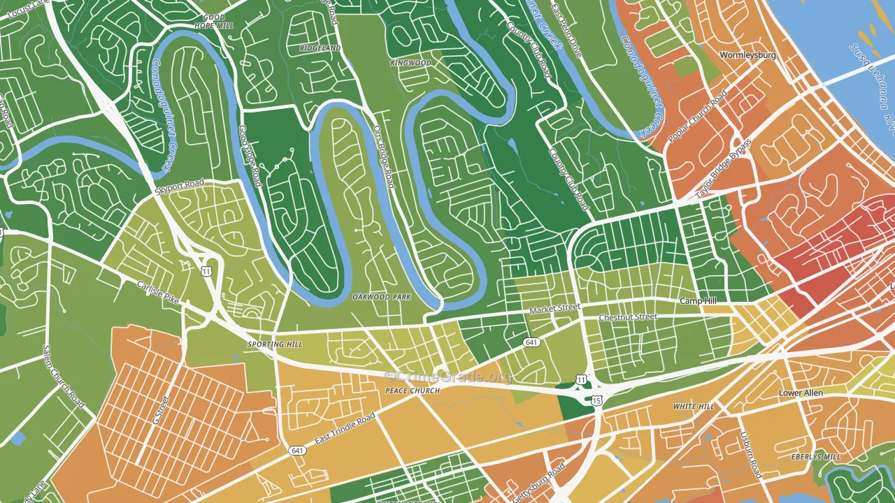 Pine Brook, Camp Hill, PA Map of Assault Rates
